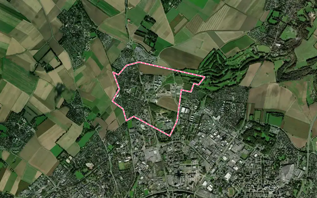 Vue satellite de Épron avec ses contours administratifs