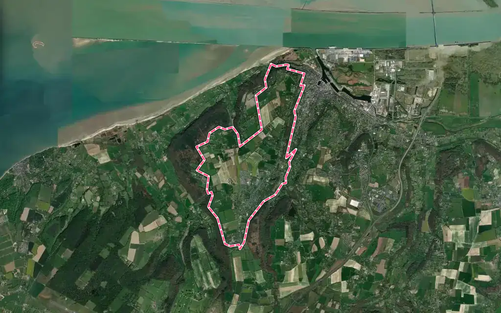 Vue satellite de Équemauville avec ses contours administratifs