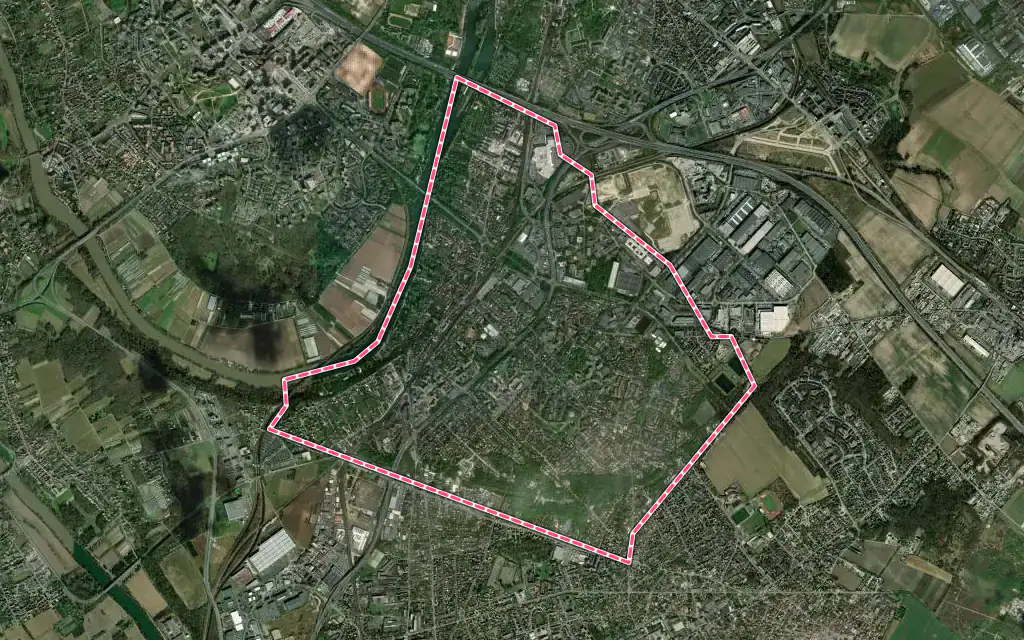 Vue satellite de Éragny avec ses contours administratifs