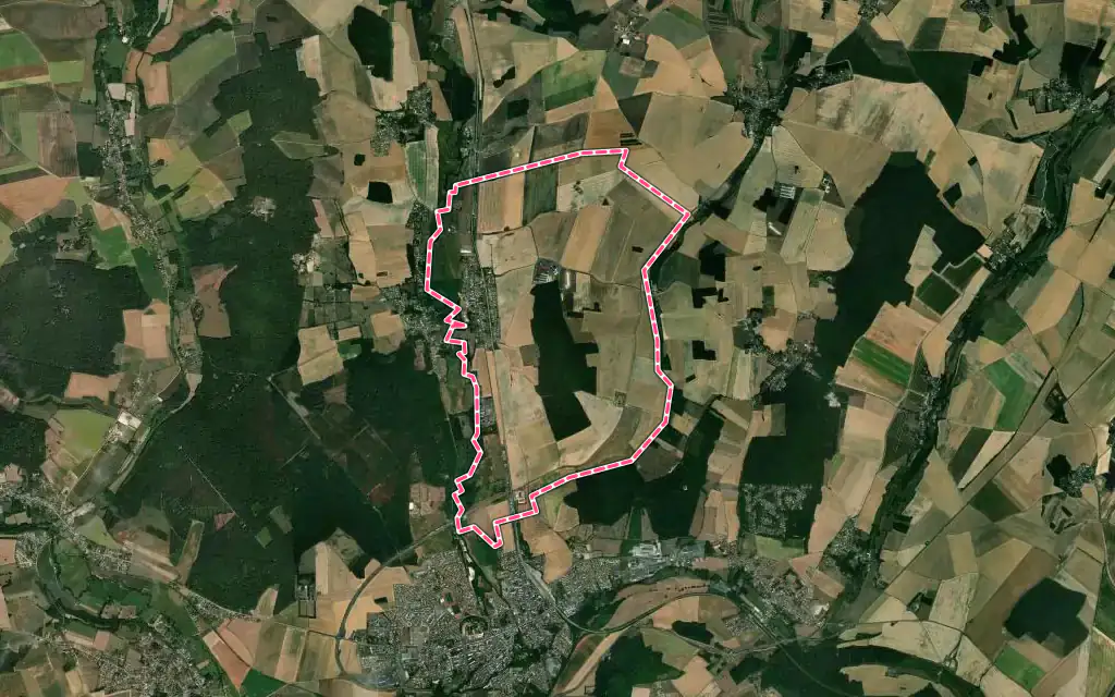 Vue satellite de Éragny-sur-Epte avec ses contours administratifs