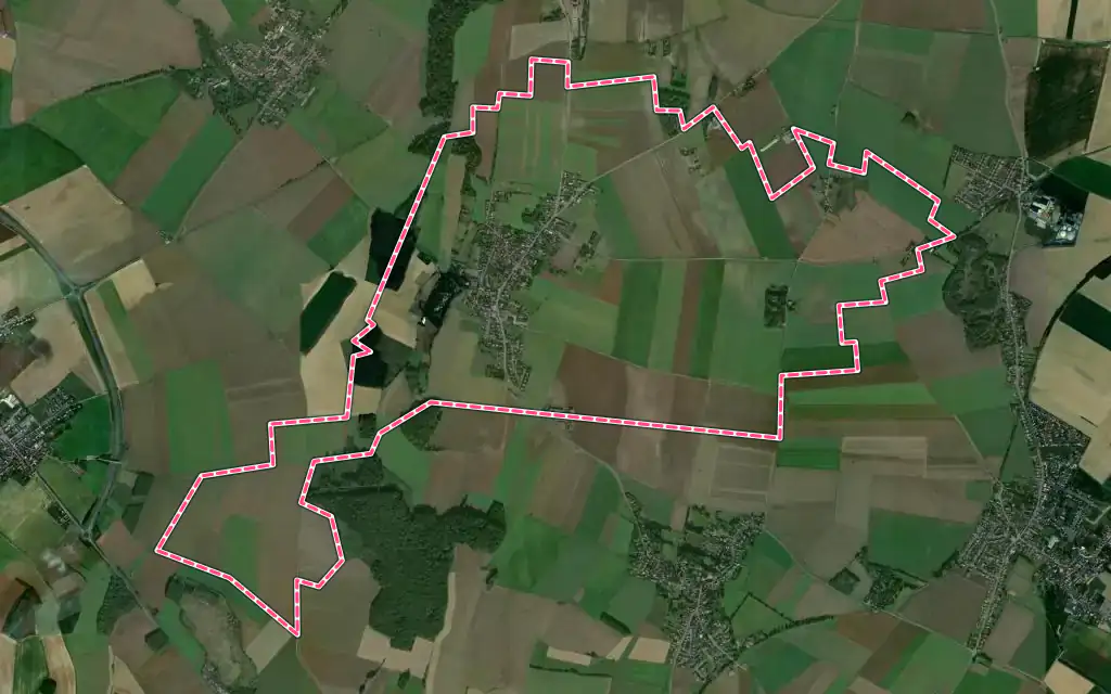 Vue satellite de Erchin avec ses contours administratifs