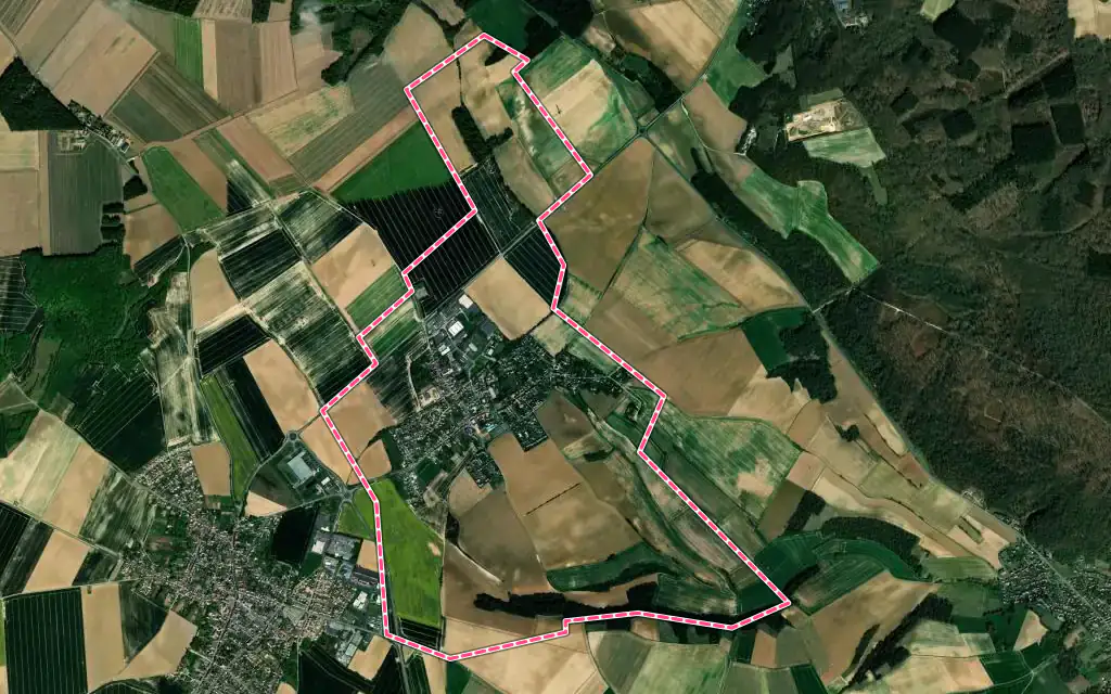 Vue satellite de Ercuis avec ses contours administratifs