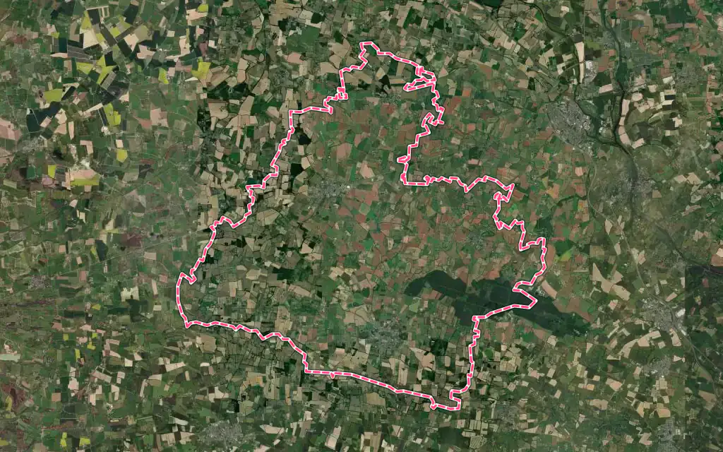 Vue satellite de Erdre-en-Anjou avec ses contours administratifs