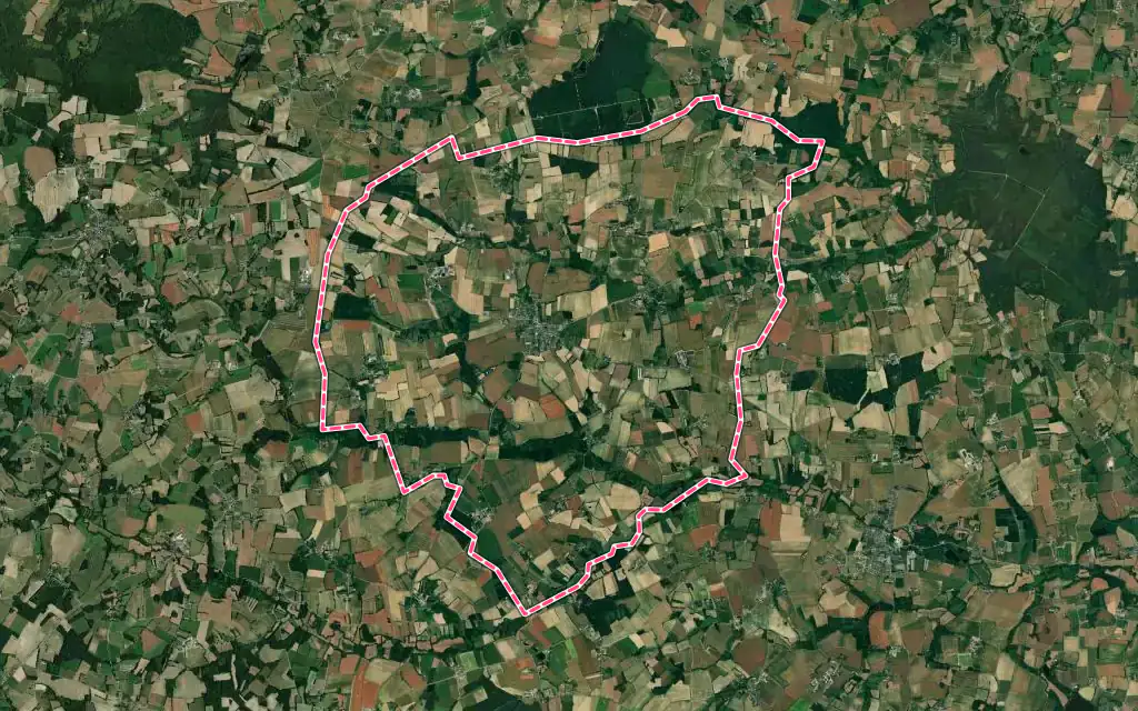 Vue satellite de Éréac avec ses contours administratifs