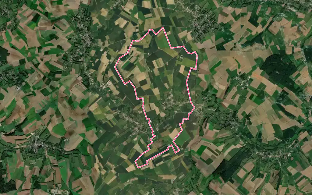 Vue satellite de Ergny avec ses contours administratifs