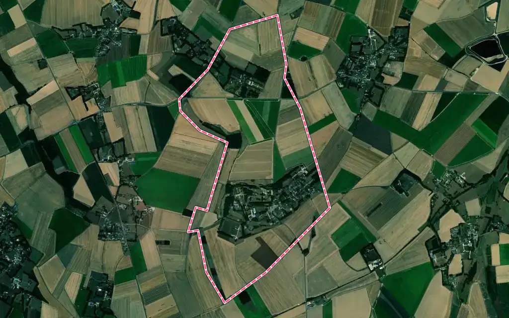 Vue satellite de Ermenouville avec ses contours administratifs