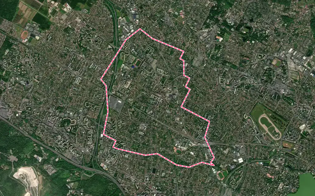 Vue satellite de Ermont avec ses contours administratifs