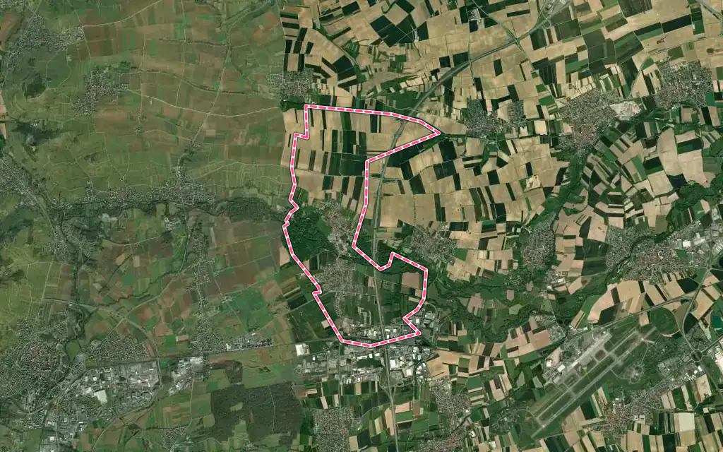 Vue satellite de Ernolsheim-Bruche avec ses contours administratifs