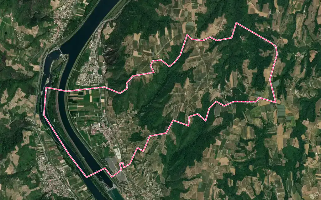 Vue satellite de Érôme avec ses contours administratifs