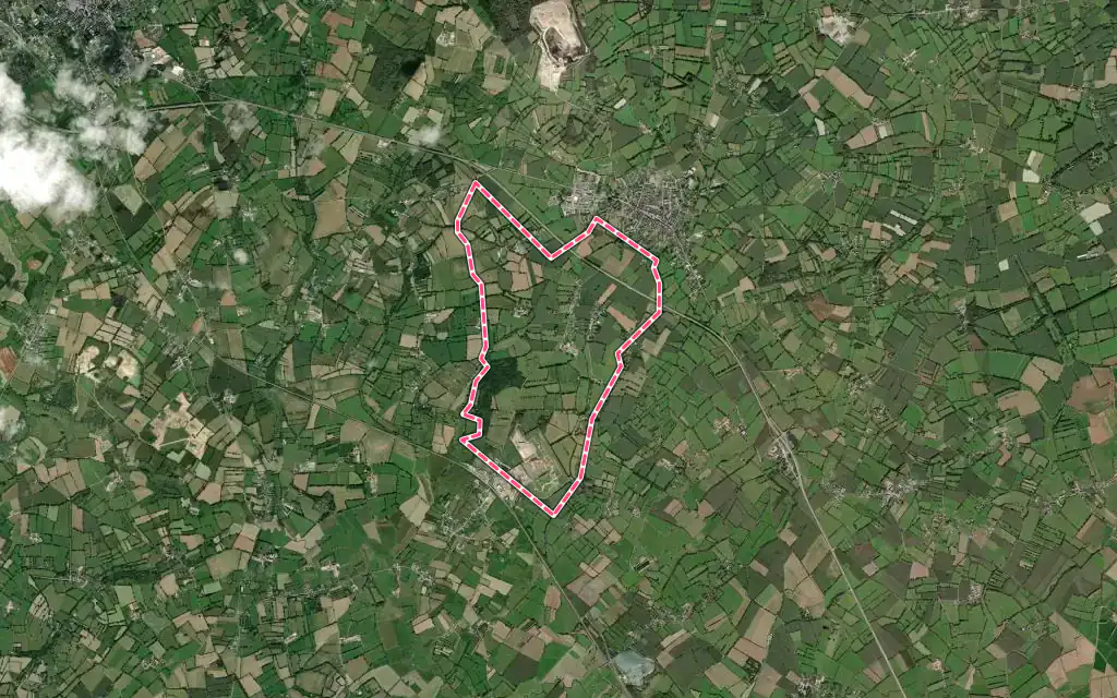 Vue satellite de Éroudeville avec ses contours administratifs