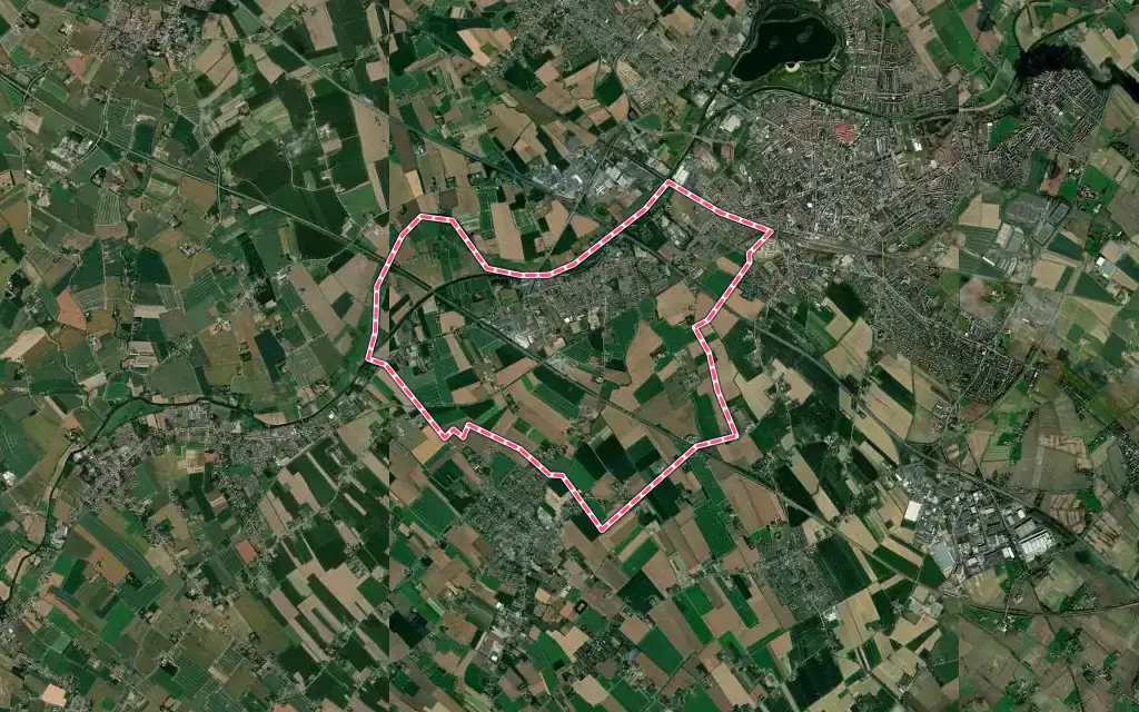 Vue satellite de Erquinghem-Lys avec ses contours administratifs