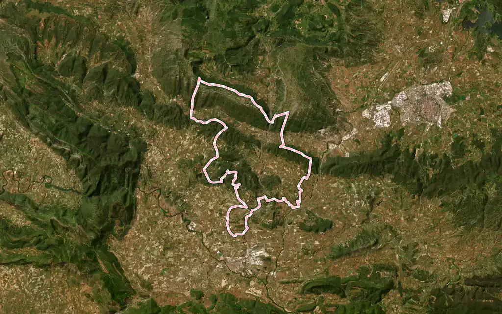 Vista satélite de Erriberagoitia / Ribera Alta con su contorno administrativo