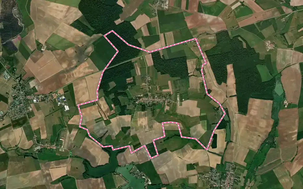Vue satellite de Erstroff avec ses contours administratifs
