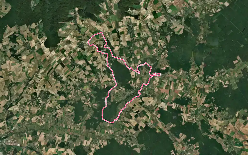 Vue satellite de Ervy-le-Châtel avec ses contours administratifs