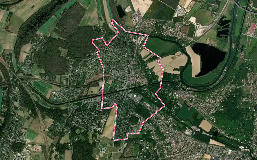 Vue satellite de Esbly avec ses contours administratifs