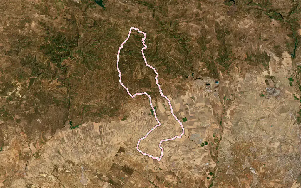 Vista satélite de Escacena del Campo con su contorno administrativo