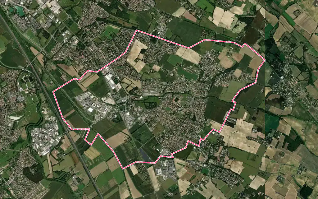 Vue satellite de Escalquens avec ses contours administratifs