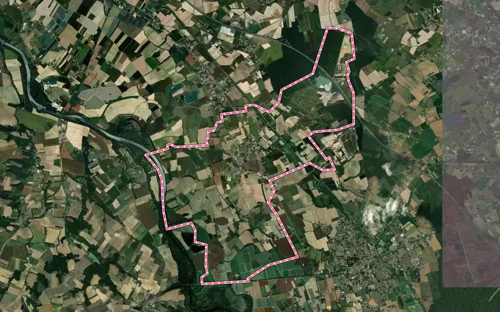 Vue satellite de Escatalens avec ses contours administratifs