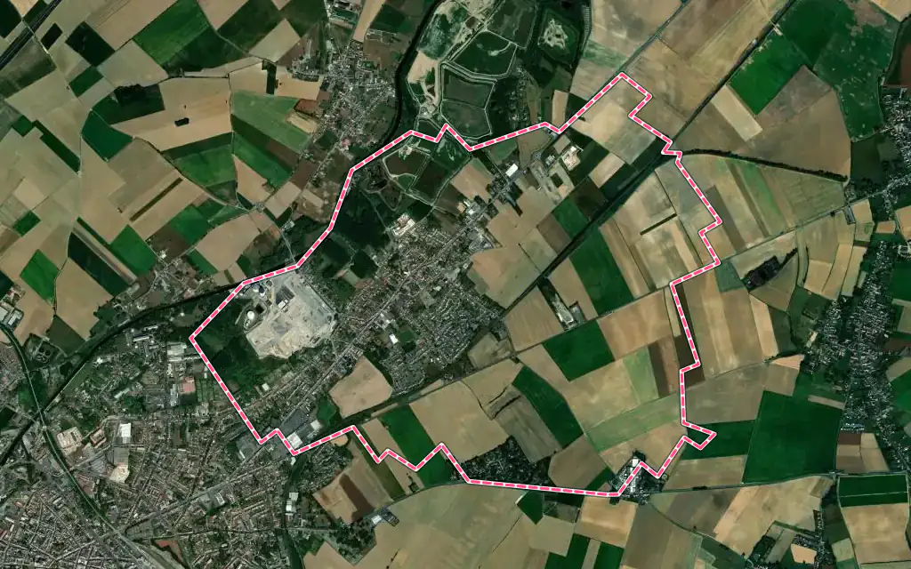 Vue satellite de Escaudœuvres avec ses contours administratifs