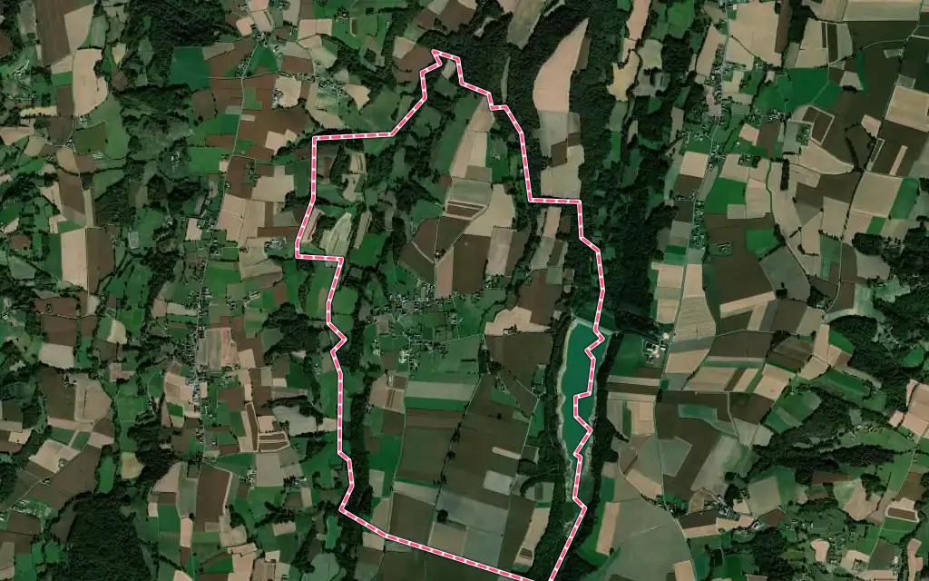 Vue satellite de Escaunets avec ses contours administratifs