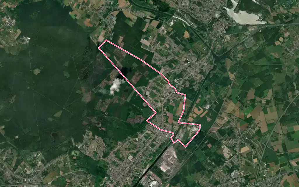 Vue satellite de Escautpont avec ses contours administratifs