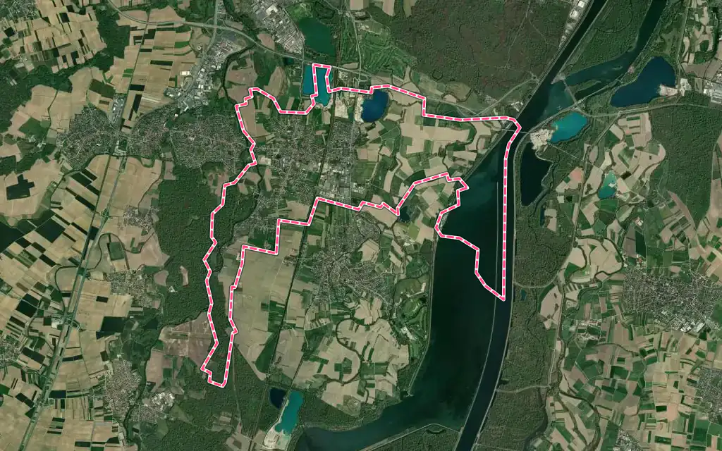 Vue satellite de Eschau avec ses contours administratifs