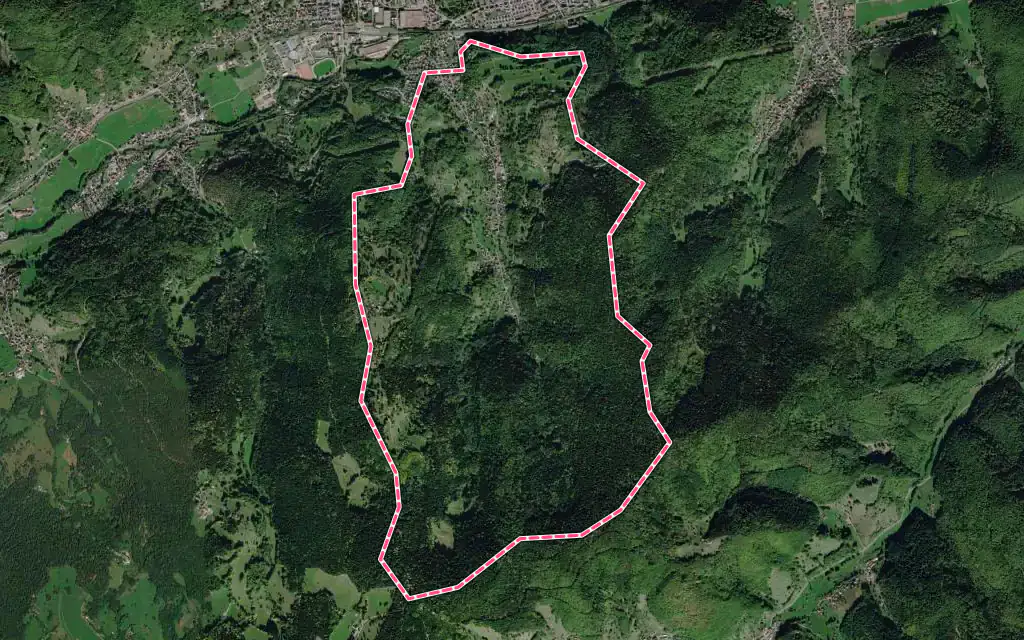 Vue satellite de Eschbach-au-Val avec ses contours administratifs