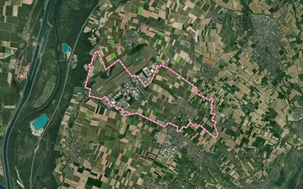 Vue satellite de Eschbach avec ses contours administratifs
