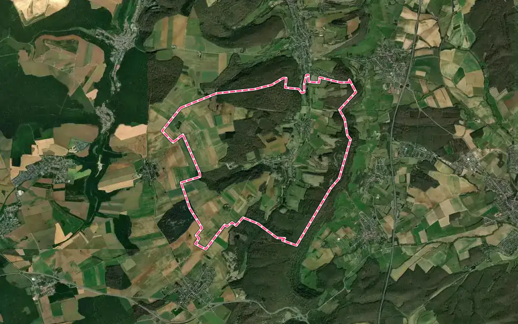 Vue satellite de Escherange avec ses contours administratifs