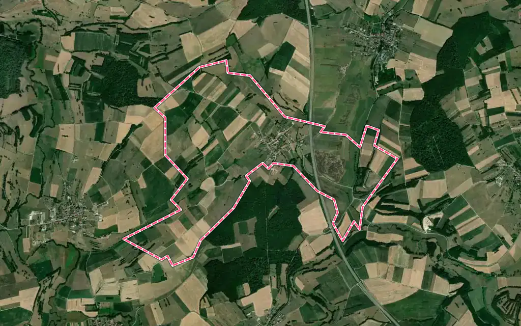 Vue satellite de Eschwiller avec ses contours administratifs