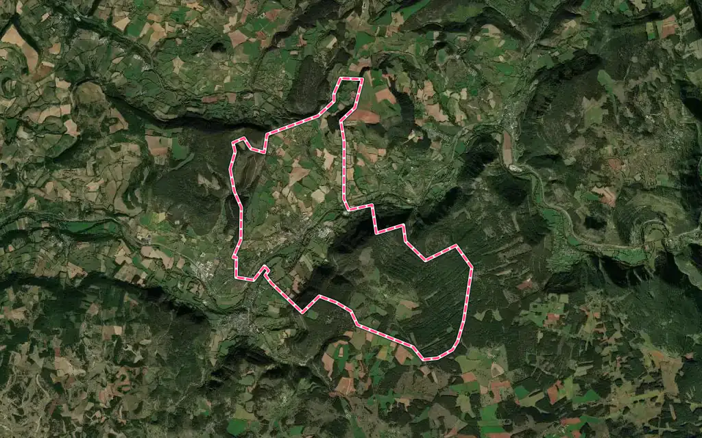 Vue satellite de Esclanèdes avec ses contours administratifs