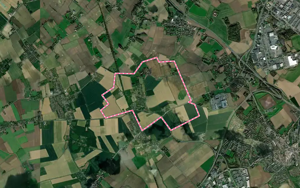 Vue satellite de Escobecques avec ses contours administratifs