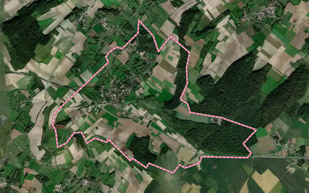 Vue satellite de Escœuilles avec ses contours administratifs