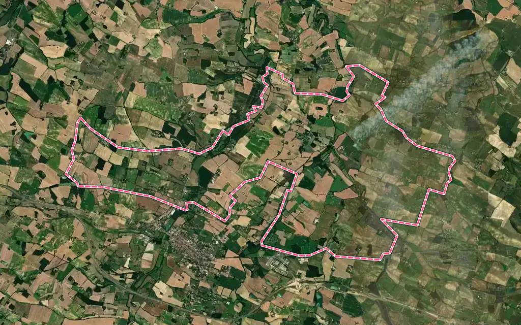 Vue satellite de Escornebœuf avec ses contours administratifs
