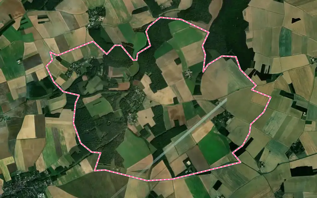 Vue satellite de Escorpain avec ses contours administratifs