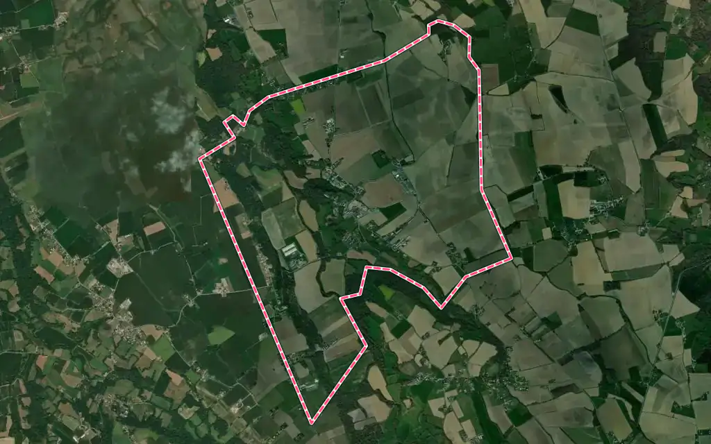 Vue satellite de Escoubès avec ses contours administratifs