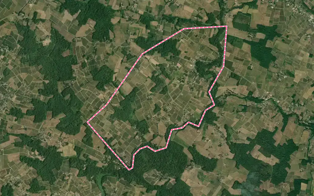 Vue satellite de Escoussans avec ses contours administratifs