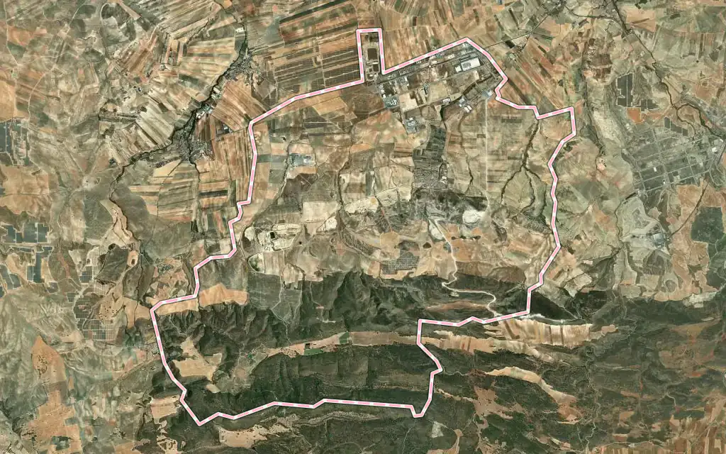 Vista satélite de Escúzar con su contorno administrativo