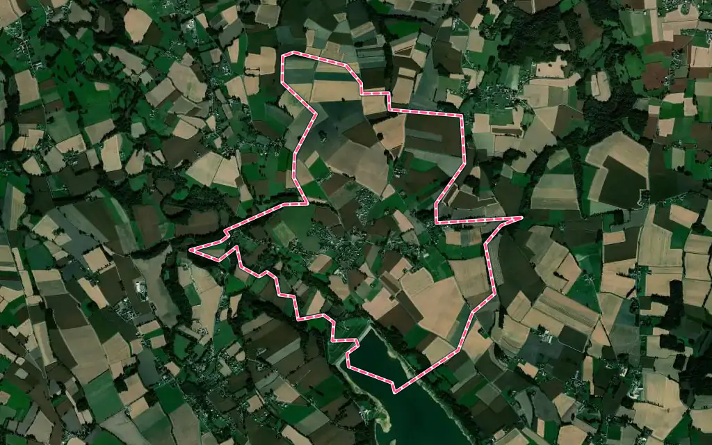 Vue satellite de Eslourenties-Daban avec ses contours administratifs