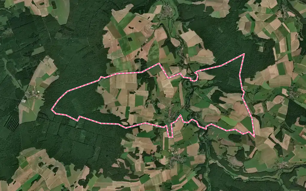 Vue satellite de Esnouveaux avec ses contours administratifs