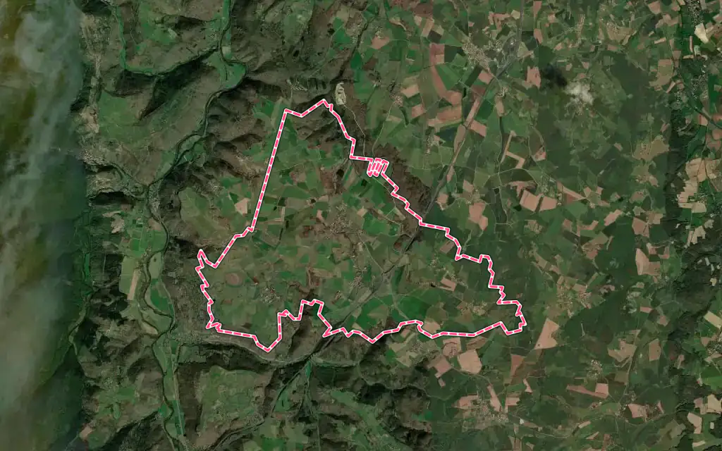 Vue satellite de Espalem avec ses contours administratifs