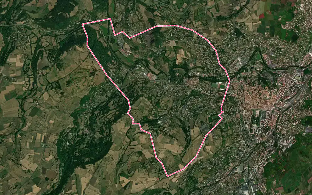 Vue satellite de Espaly-Saint-Marcel avec ses contours administratifs