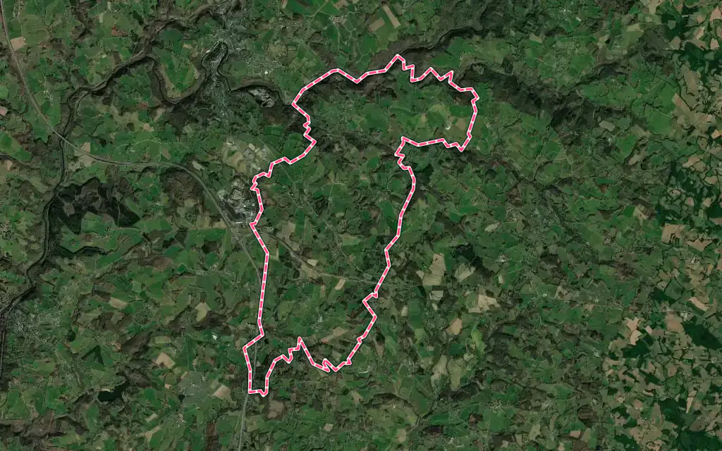Vue satellite de Espartignac avec ses contours administratifs