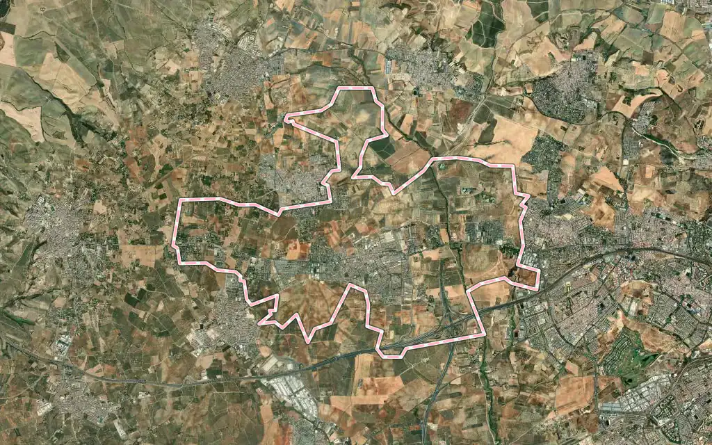 Vista satélite de Espartinas con su contorno administrativo