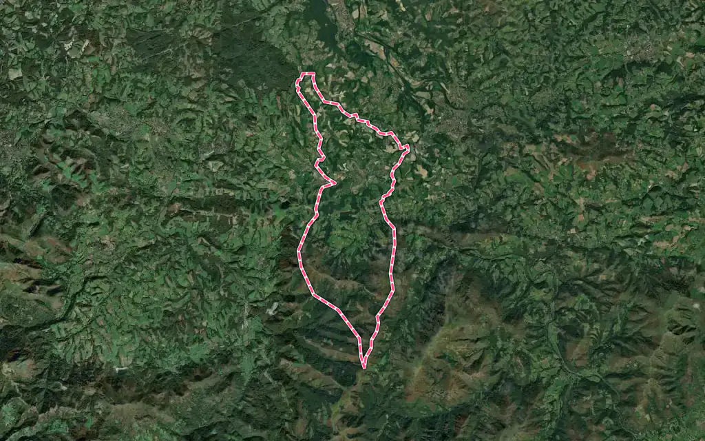 Vue satellite de Espelette avec ses contours administratifs