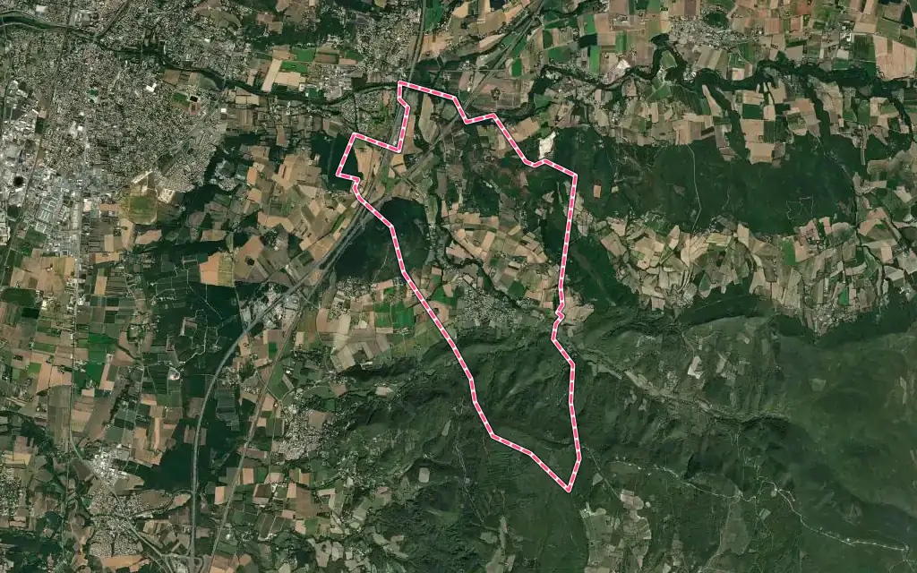 Vue satellite de Espeluche avec ses contours administratifs