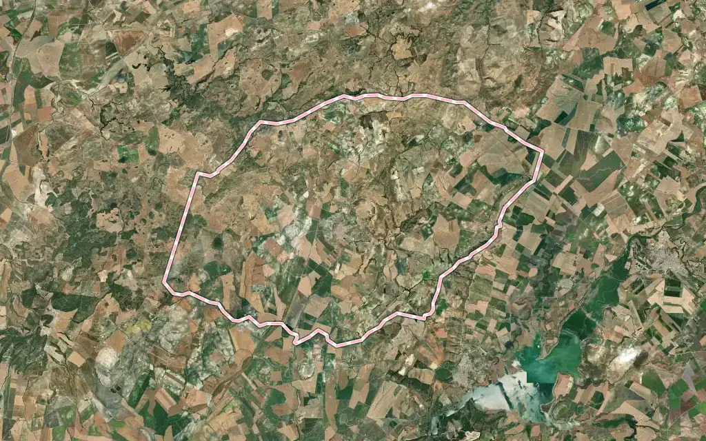 Vista satélite de Espera con su contorno administrativo