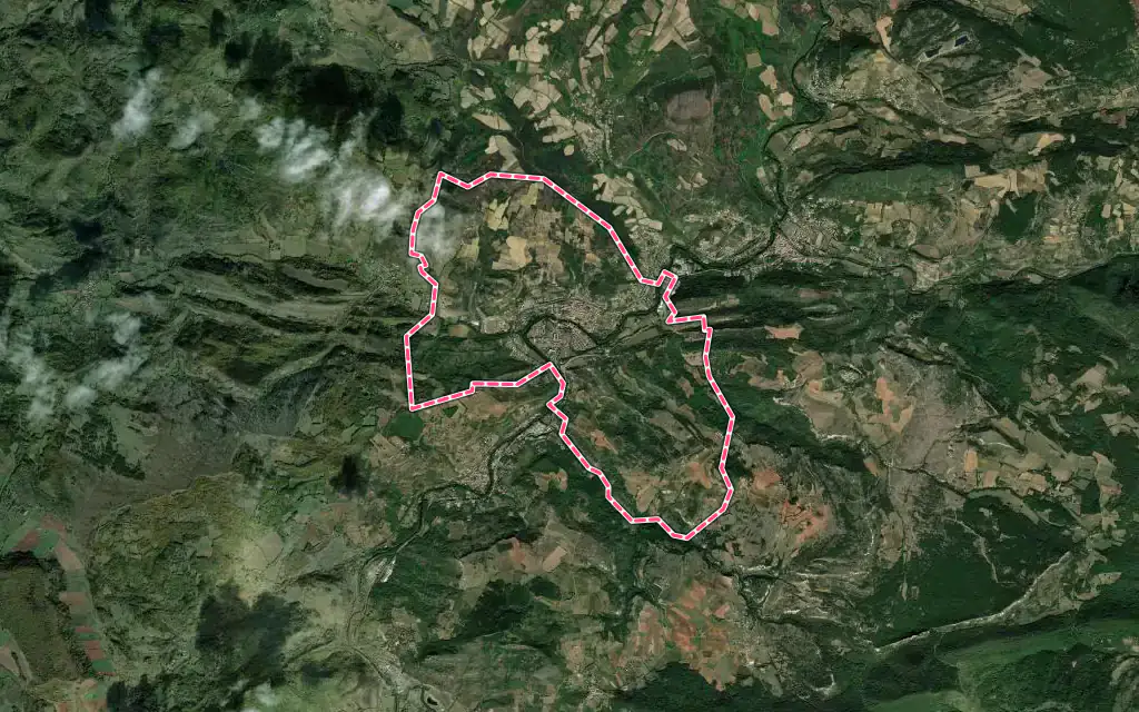 Vue satellite de Espéraza avec ses contours administratifs