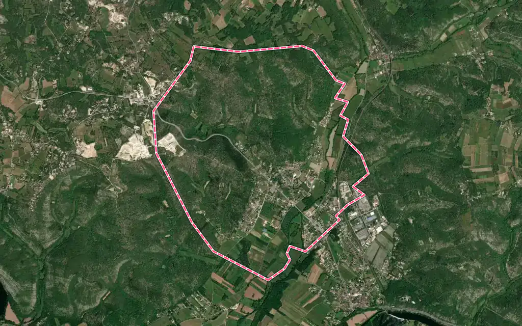 Vue satellite de Espère avec ses contours administratifs