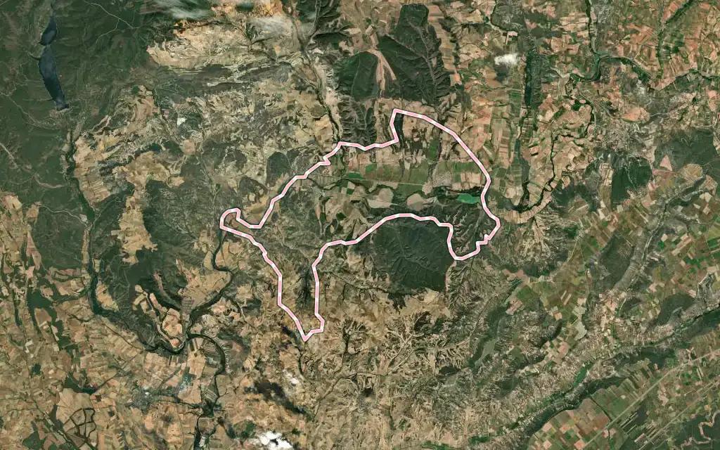 Vista satélite de Espinosa de Henares con su contorno administrativo